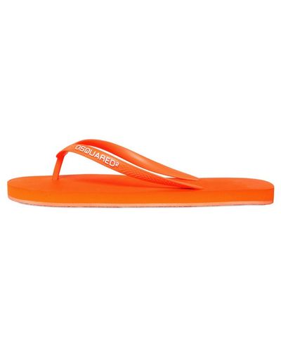 DSquared² Dsquared Logo Neon Rubber Flip Flops - Orange