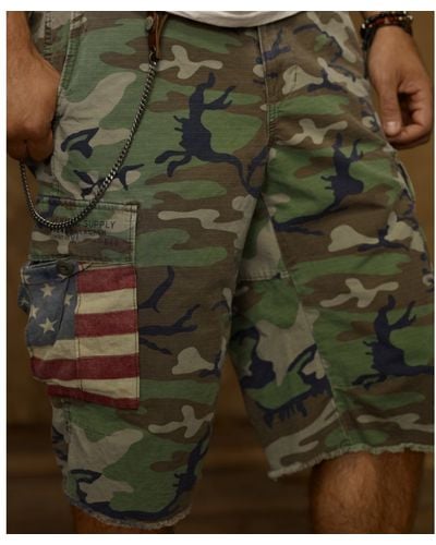 Denim & Supply Ralph Lauren Flag Pocket Camo Cutoff Cargo Shorts - Multicolor