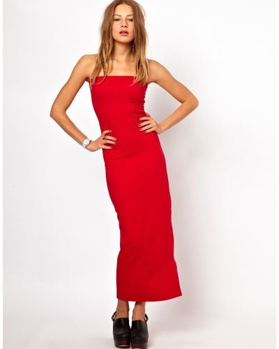 American Apparel Tube Maxi Dress - Red