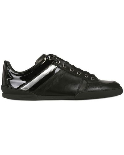 Dior Contrasting Stripe Leather Trainers - Black
