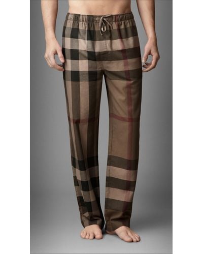 Burberry Check Cotton Pajama Pants - Brown