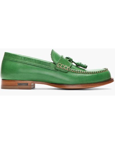 DSquared² Green Leather Classic College Tassled Penny Loafers