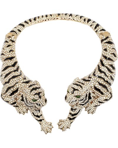 Roberto Cavalli Goldplated Swarovski Crystal Tiger Necklace - Metallic