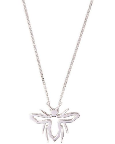 Dior Silver Bee Pendant Necklace - Metallic