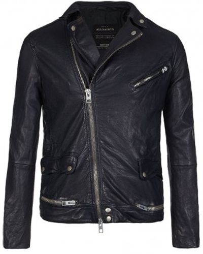 AllSaints Ishida Leather Biker Jacket - Blue