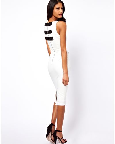 ASOS Pencil Dress with Bow Back Detail - White