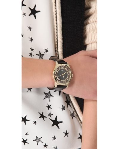 Marc By Marc Jacobs Henry Skeleton Leather Watch Goldblack