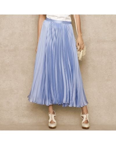Ralph Lauren Blue Label Pleated Silk Chiffon Skirt - Blue