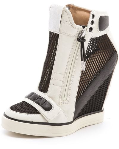 L.A.M.B. Pamela Mesh Wedge Sneakers - Black