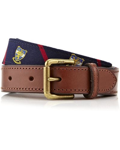 Polo Ralph Lauren Silk Heraldic Club Belt - Brown