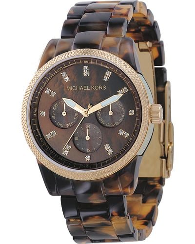 Michael Kors Mk5038 Ritz Gold-plated And Tortoiseshell-acrylic Watch, Women's, Brown Tortoise