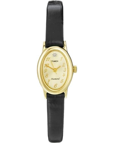Timex Ladies Gold Oval Face Watch - Black