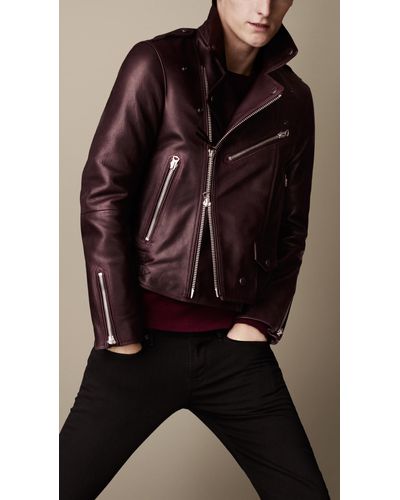 Burberry Leather Biker Jacket - Red