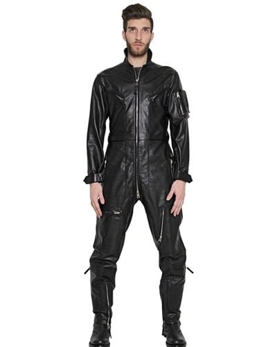 Jean Paul Gaultier Nappa Leather Jumpsuit - Black