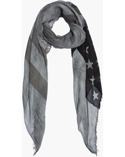 John Varvatos Black and Charcoal Antique Printed American Flag Scarf - Gray