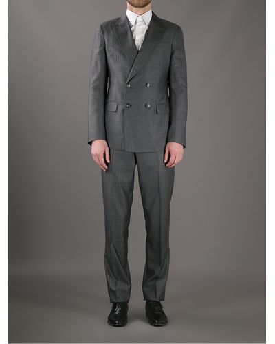 Giorgio Armani Pinstripe Double Breasted Suit - Gray