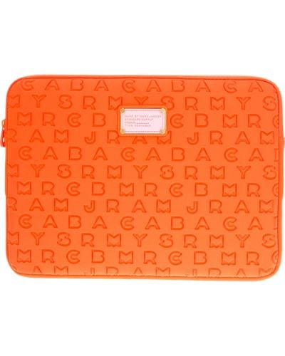 Marc By Marc Jacobs Brand Embossed 13 Laptop Sleeve - Orange