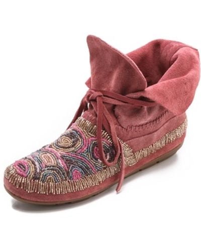 House of Harlow 1960 Mallory Moccasin Booties - Pink