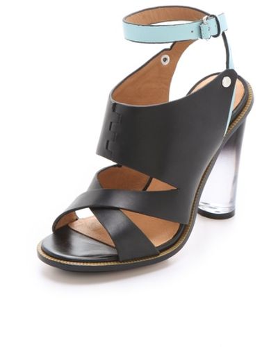 L.A.M.B. Chase Sandals with Lucite Heel - Black