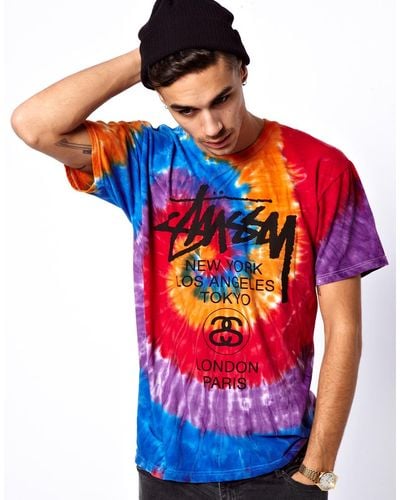 Stussy Tshirt Tie Dye World Tour - Multicolour