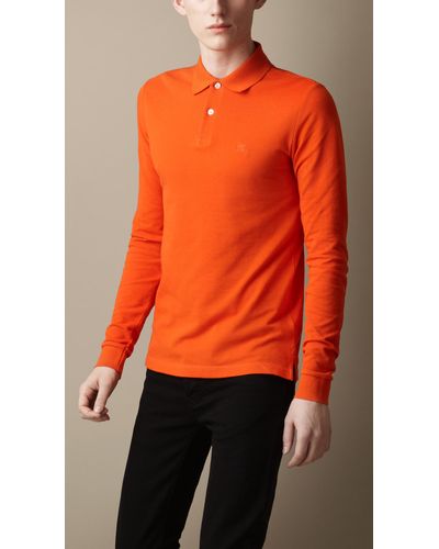 Burberry Long Sleeve Polo Shirt - Orange