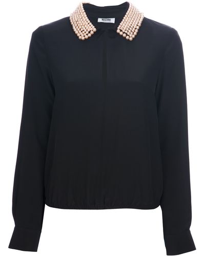 Boutique Moschino Pearl Collar Shirt - Black