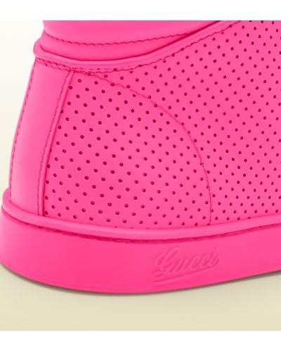 Gucci Neon Pink Leather Hightop Sneakers