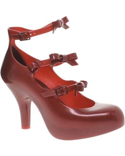 Melissa + Vivienne Westwood Anglomania 3 Strap Elevated Bow Court Shoes - Purple