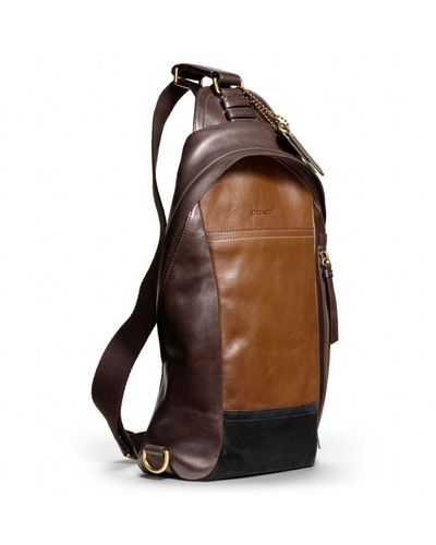 COACH Bleecker Convertible Sling Pack in Colorblock Leather - Brown