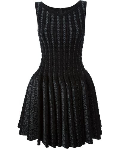 Alaïa Textured Knit Skater Dress - Black