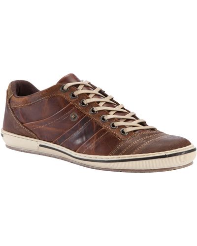 Dune Scribble Leather Trainers - Brown