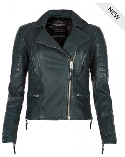 AllSaints Forest Leather Biker Jacket - Green