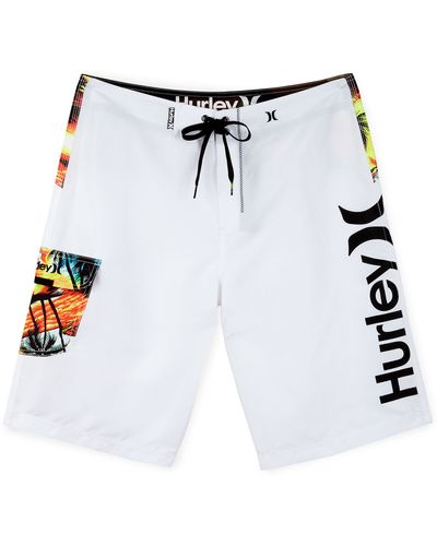 Hurley Lightweight Supersuede Tropical Neon Board Shorts - White
