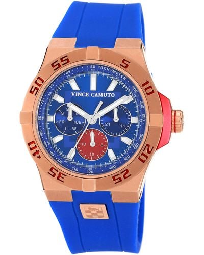 Vince Camuto Men's Blue Silicone Strap 43mm Vc-1010blrg