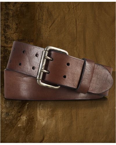 Denim & Supply Ralph Lauren Wide Doubleprong Leather Belt - Brown