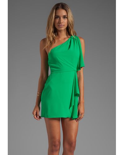 BCBGMAXAZRIA Mina One Shoulder Dress in Green