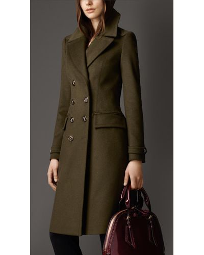 Burberry Wool Cashmere Military Coat - Green