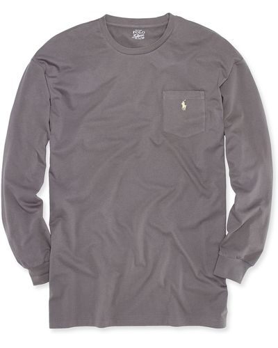Ralph Lauren Classic-fit Long-sleeve Pocket Crew Neck Cotton Jersey T-shirt - Gray