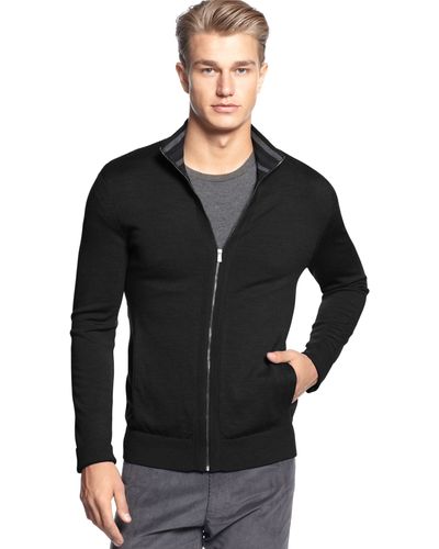 Calvin Klein Full Zipper Merino Sweater - Black