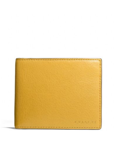 COACH Bleecker Slim Billfold ID Wallet in Leather - Yellow