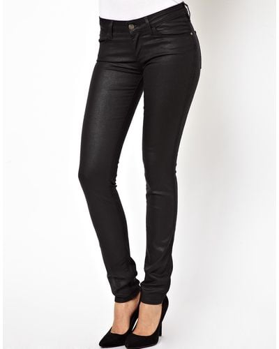 Wrangler Courtney Coated Leather Look Skinny Jeans - Black