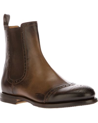 Gucci Brogue Chelsea Boot - Brown