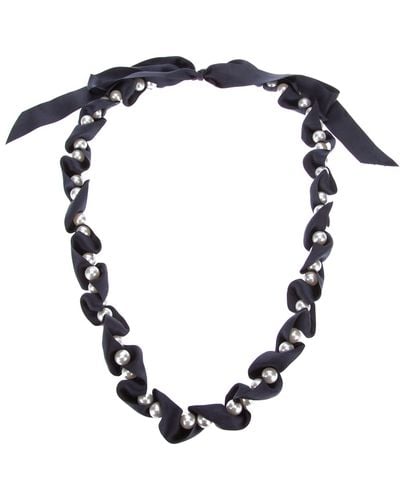 Lanvin Pearl and Ribbon Necklace - White