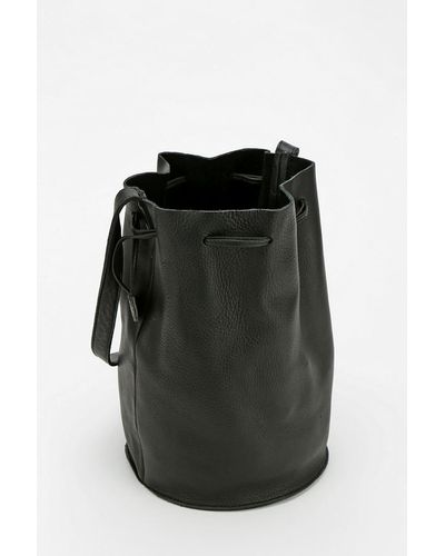 Urban Outfitters Baggu Leather Drawstring Bucket Bag - Black