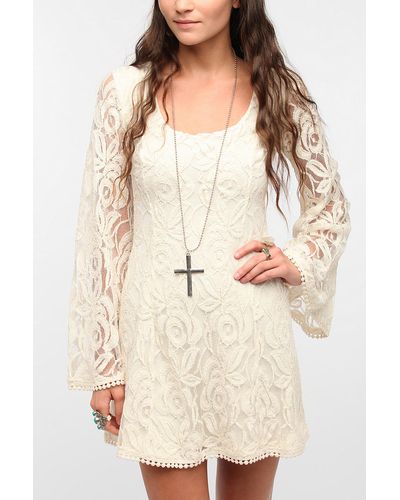Staring At Stars Staring At Stars Lace Bell Sleeve Dress - White