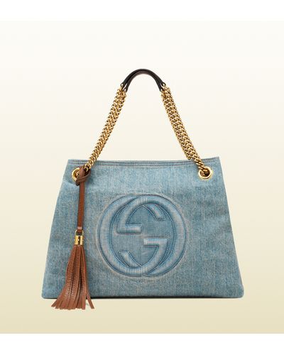 Gucci Soho Denim Shoulder Bag - Blue