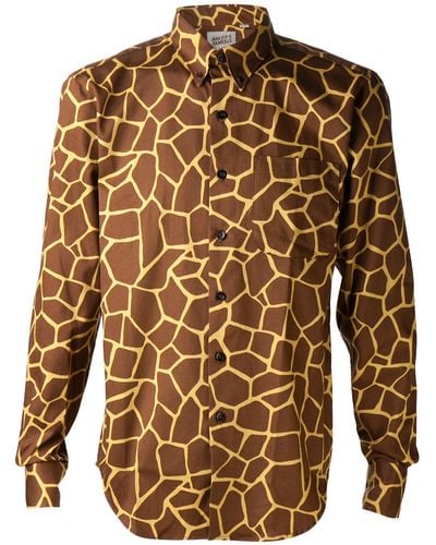 Naked & Famous Giraffe Print Shirt - Brown