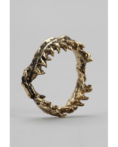 Urban Outfitters Obey Shark Jaw Ring - Metallic