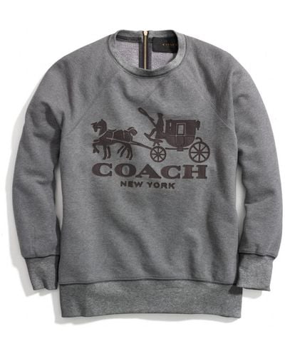 COACH Horse and Carriage Sweatshirt with Leather - Gray