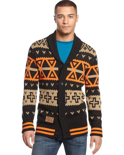 LRG Big & Tall Alpine Shawl Collar Cardigan Sweater - Black